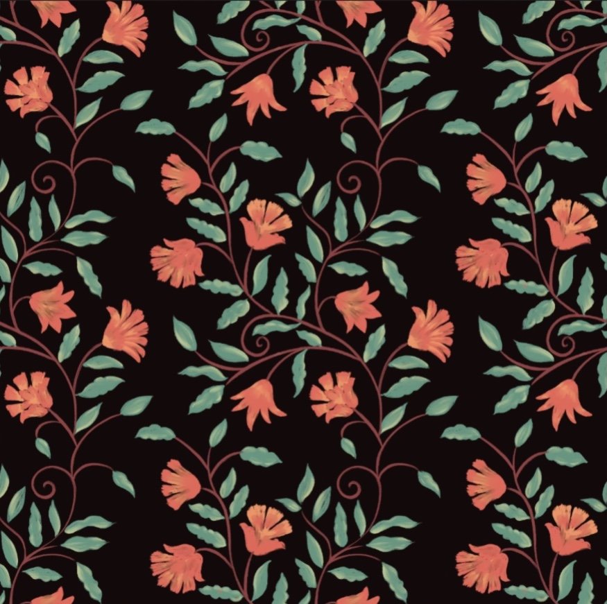 Black and pink floral print