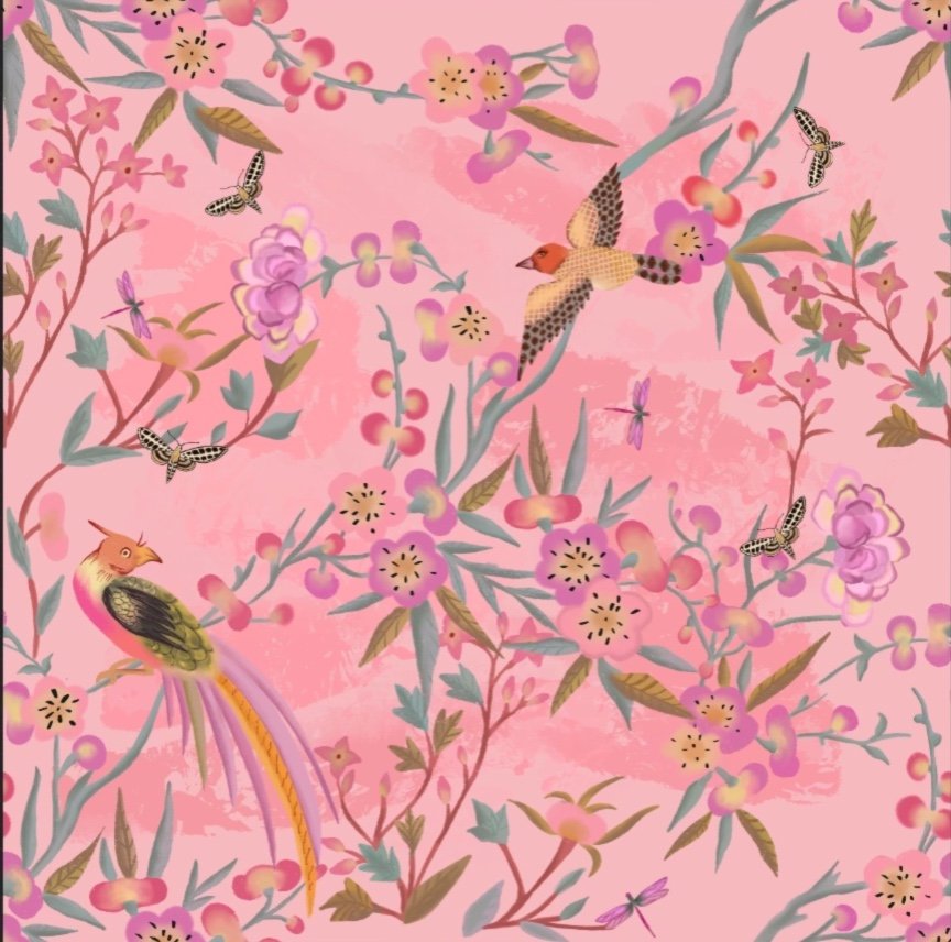 digital birds rotary print